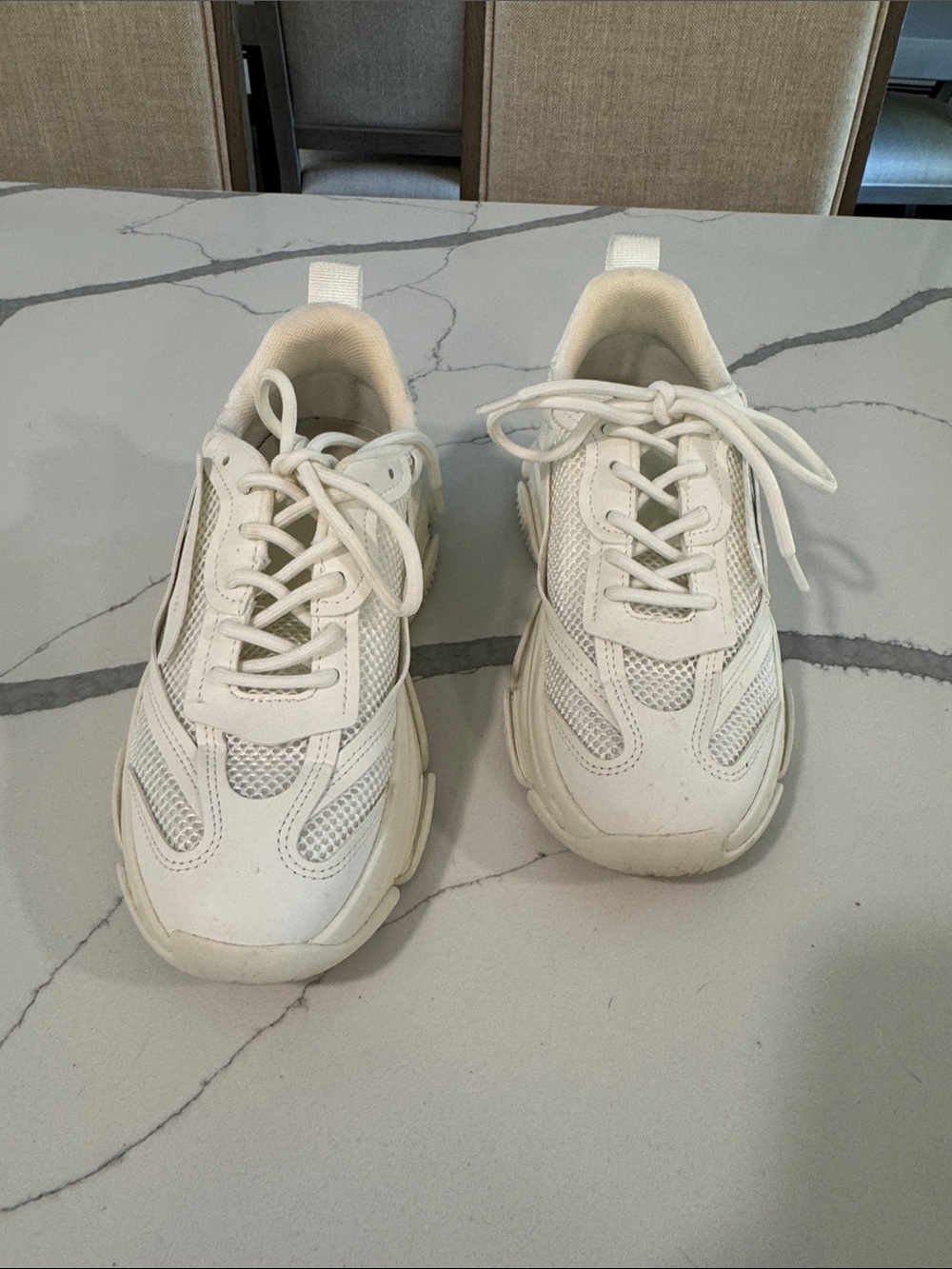 Steve Madden Cream/White Chunky Mesh Sneakers - Picture 2 of 6